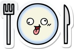 sticker of a cute cartoon dinner plate png