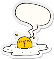 cartoon fried egg with speech bubble sticker png