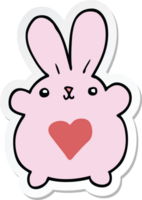 sticker of a cute cartoon rabbit with love heart png