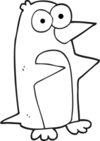 hand drawn black and white cartoon penguin png