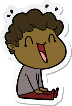 Aufkleber eines Cartoon-glücklichen Mannes, der lacht png