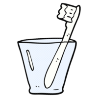hand drawn cartoon toothbrush in glass png