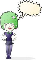 cartoon happy vampire girl with speech bubble png