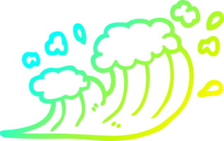 cold gradient line drawing of a cartoon wave crashing png