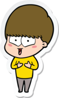 sticker of a cartoon happy boy png