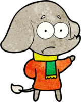cartoon unsure elephant in scarf png