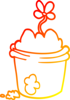 warm gradient line drawing of a cartoon flower pot png