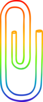 rainbow gradient line drawing of a cartoon paperclip png