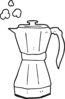 hand drawn black and white cartoon stovetop espresso maker png