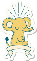 sticker of a tattoo style cute elephant png