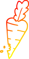 warm gradient line drawing of a cartoon carrot with bite marks png