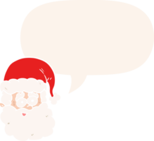 cartoon santa claus with speech bubble in retro style png