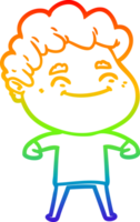rainbow gradient line drawing of a cartoon friendly man png