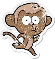 autocollant en détresse d'un singe surpris de dessin animé png