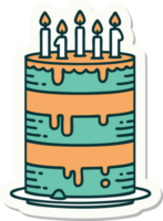 sticker of tattoo in traditional style of a birthday cake png