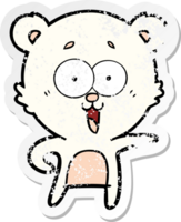 distressed sticker of a laughing teddy  bear cartoon png