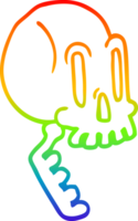 rainbow gradient line drawing of a cartoon skull png