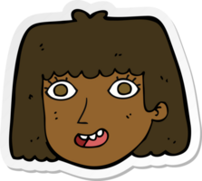 pegatina de un rostro femenino feliz de dibujos animados png