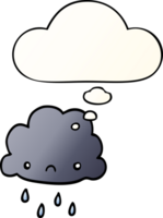 cartoon storm cloud with thought bubble in smooth gradient style png