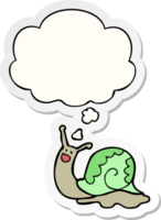 cute cartoon snail with thought bubble as a printed sticker png