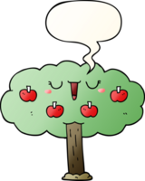 cartoon apple tree with speech bubble in smooth gradient style png