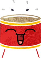 retro illustration style cartoon of a happy drum png