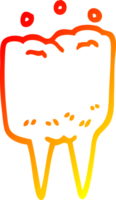 warm gradient line drawing of a cartoon tooth png