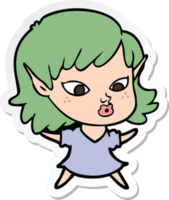 sticker of a pretty cartoon elf girl png