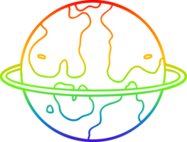 rainbow gradient line drawing of a cartoon alien planet png