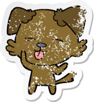 distressed sticker of a cartoon dog sticking out tongue png