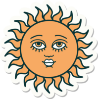 sticker of tattoo in traditional style of a sun with face png