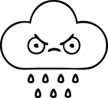 line drawing cartoon of a rain cloud png