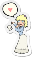 sticker of a cartoon woman dropping handkerchief png