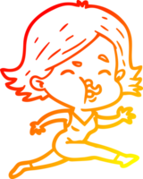 warm gradient line drawing of a cartoon girl pulling face png