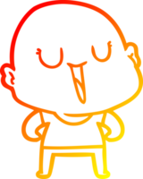 warm gradient line drawing of a happy cartoon bald man png