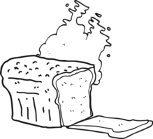 hand drawn black and white cartoon fresh baked bread png