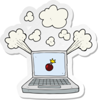 sticker of a cartoon laptop computer with bomb symbol png