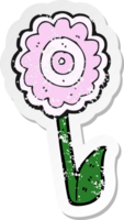 pegatina retro angustiada de una flor de dibujos animados png