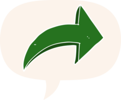 cartoon pointing arrow with speech bubble in retro style png