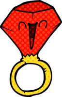 dessin animé doodle bague rubis rouge png