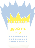 flat color illustration of calendar showing month of April png