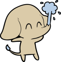 éléphant de dessin animé mignon jaillissant de l'eau png