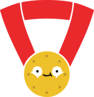 flat color retro cartoon of a gold medal png