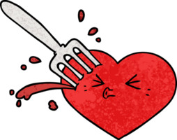 cartoon love heart stuck with fork png