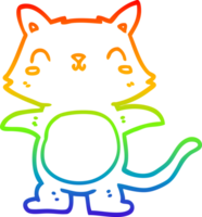 rainbow gradient line drawing of a cartoon cat png