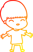 warm gradient line drawing of a happy cartoon boy png