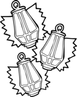 hand drawn black and white cartoon christmas lanterns png