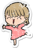 distressed sticker of a cartoon woman png