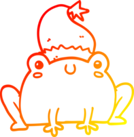 warm gradient line drawing of a cute cartoon christmas frog png