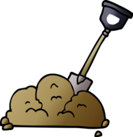 cartoon doodle shovel in dirt png